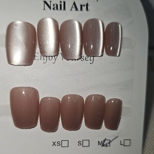 New #0007 Elegant Nude/ Mauve Nail Art Set‎ Size M (A Small Medium) New